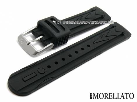 Watch strap -Loira- 22mm black silicone with 2 grooves matt by MORELLATO (width of buckle 20 mm) - Bild vergr��ern 