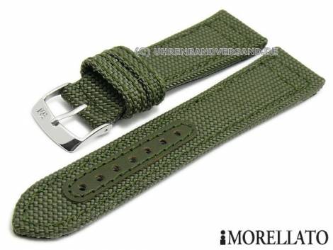 Watch strap -Athletic- 18mm olive green textile/synthetic stitched by MORELLATO (width of buckle 16 mm) - Bild vergr��ern 