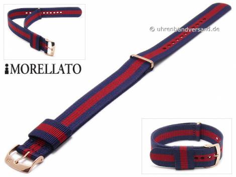 Watch strap -Evolution- 20mm dark blue textile red stripe one piece strap by MORELLATO - Bild vergr��ern 