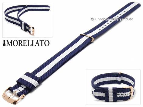 Watch strap -Evolution- 20mm dark blue textile white stripe one piece strap by MORELLATO - Bild vergr��ern 