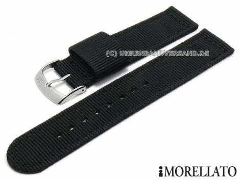 Watch strap -Badminton- 20mm black textile/synthetic military look stitched by MORELLATO (width of buckle 20 mm) - Bild vergr��ern 