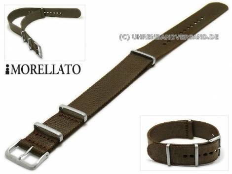 High quality watch strap -Army- 22mm dark brown textile NATO style slightly glossy by MORELLATO - Bild vergr��ern 