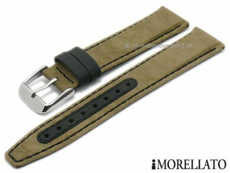 Watch strap -Boating- 22mm brown textile/synthetic black stitching by MORELLATO (width of buckle 20 mm) - Bild vergr��ern 