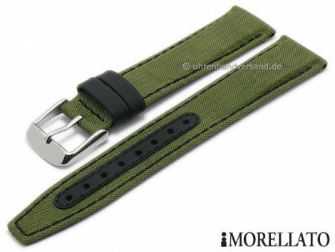 Watch strap -Boating- 20mm olive green textile/synthetic black stitching by MORELLATO (width of buckle 18 mm) - Bild vergr��ern 