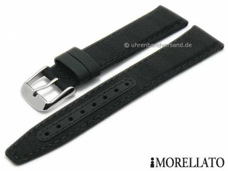 Watch strap -Boating- 18mm black textile/synthetic stitched by MORELLATO (width of buckle 16 mm) - Bild vergr��ern 