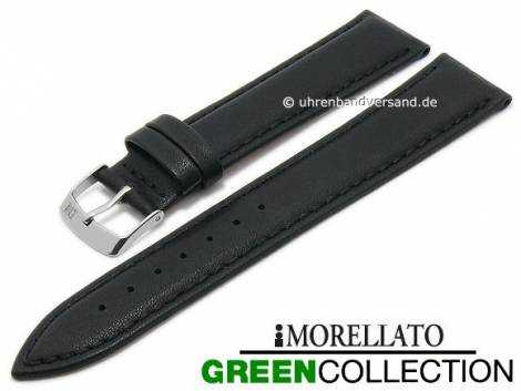 Watch strap -Agrifoglio- 22mm black synthetic smooth stitched GREEN COLLECTION by MORELLATO (width of buckle 20 mm) - Bild vergr��ern 