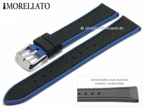 Watch strap -Net Ball- 20mm black textile/rubber blue strap sides by MORELLATO (width of buckle 18 mm) - Bild vergr��ern 