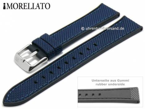 Watch strap -Net Ball- 22mm dark blue textile/rubber black strap sides by MORELLATO (width of buckle 20 mm) - Bild vergrößern