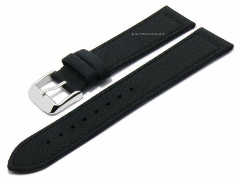 Watch strap -Corfu- 24mm black VEGAN synthetic/textile Garbadine recycled Fabric by MORELLATO (width of buckle 22 mm) - Bild vergr��ern 