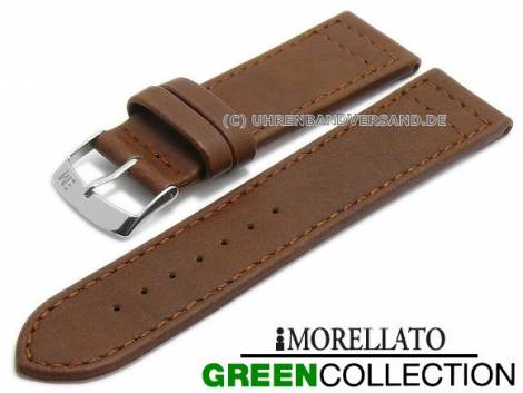 Watch strap -Ginepro- 22mm brown synthetic matt stitched GREEN COLLECTION by MORELLATO (width of buckle 20 mm) - Bild vergr��ern 