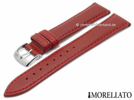 Watch strap -Regatta- 22mm red leather matt stitched by MORELLATO (width of buckle 20 mm) - Bild vergr��ern 