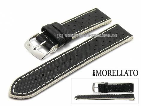 Watch strap -Drive- 18mm black leather Gommatex light stitching by MORELLATO (width of buckle 16 mm) - Bild vergr��ern 