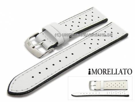 Watch strap -Drive- 18mm white leather Gommatex light stitching by MORELLATO (width of buckle 16 mm) - Bild vergr��ern 