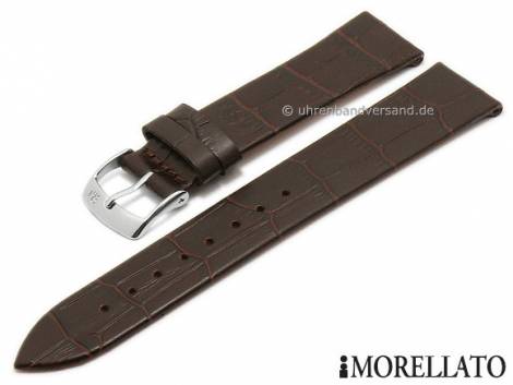 Watch strap -Basic Alligatore- 22mm dark brown leather alligator grain matt by MORELLATO (width of buckle 20 mm) - Bild vergrern 