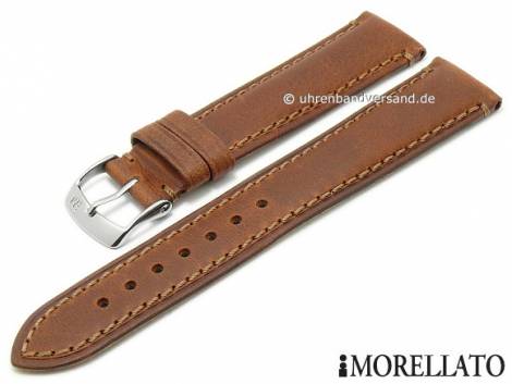 Watch strap -Derain- 22mm light brown leather matt stitched by MORELLATO (width of buckle 18 mm) - Bild vergr��ern 