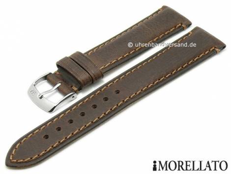 Watch strap -Derain- 20mm red brown leather matt light brown stitching by MORELLATO (width of buckle 18 mm) - Bild vergr��ern 