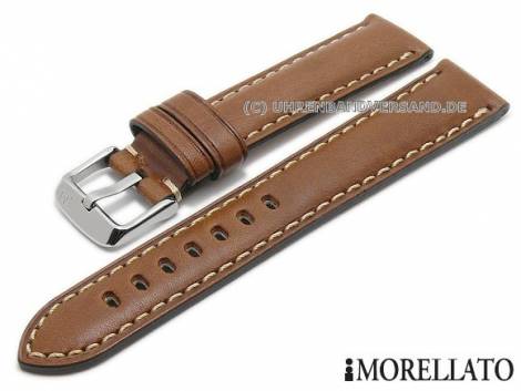 Watch strap -Masaccio- 20mm light brown leather matt light stitching by MORELLATO (width of buckle 18 mm) - Bild vergr��ern 
