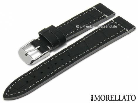 Watch strap -Tricking- 24mm black alligator grain grey contrast stitching by MORELLATO (width of buckle 22 mm) - Bild vergr��ern 