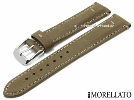 Watch strap -Bernini- 18mm brown nubuck leather suede like stitched by MORELLATO (width of buckle 16 mm) - Bild vergr��ern 