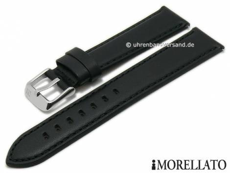 Watch strap -Croquet- 24mm black leather stitched with easy change spring bars by MORELLATO (width of buckle 20 mm) - Bild vergr��ern 