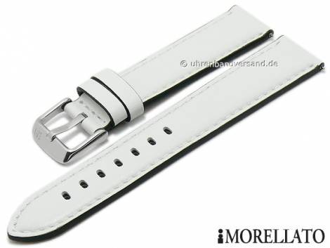 Watch strap -Croquet- 20mm white leather stitched with easy change spring bars by MORELLATO (width of buckle 18 mm) - Bild vergrern 