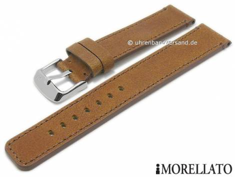 Watch strap -Cellini- 24mm light brown leather slightly vintage look stitched by MORELLATO (width of buckle 22 mm) - Bild vergrern 