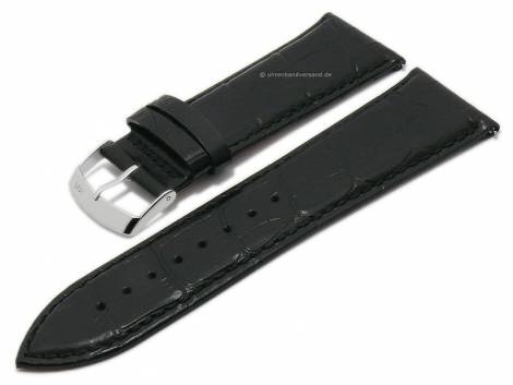 Watch strap -Extra Alligator- 30mm black leather with easy change spring bars by MORELLATO (width of buckle 24 mm) - Bild vergr��ern 