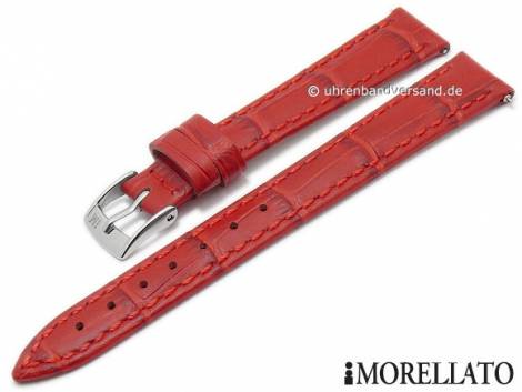 Watch strap -Bolle- 14mm red leather alligator grain with easy change spring bars by MORELLATO (width of buckle 12 mm) - Bild vergr��ern 