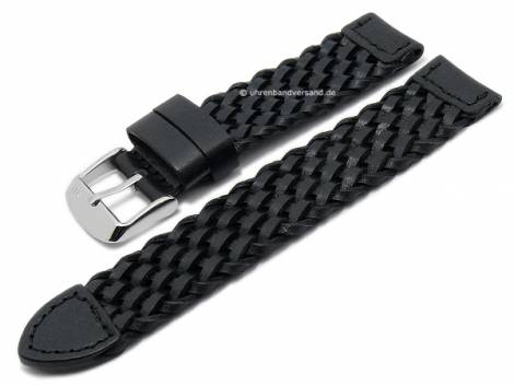 Watch strap -Turner- 22mm black leather braided fashion by MORELLATO (width of buckle 22 mm) - Bild vergr��ern 