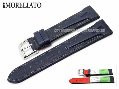 Watch strap -Run- 24mm dark blue leather grey stitching by MORELLATO (width of buckle 22 mm) - Bild vergr��ern 