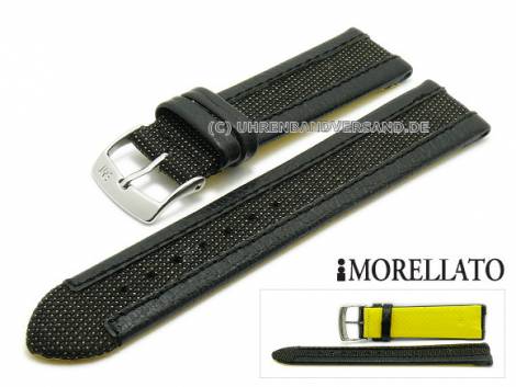 Watch strap -Kite- 20mm black leather Kevlar grained stitched by MORELLATO (width of buckle 18 mm) - Bild vergr��ern 