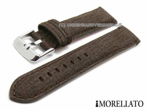 Watch strap -Signac- 18mm dark brown leather elephant grain stitched by MORELLATO (width of buckle 16 mm) - Bild vergr��ern 
