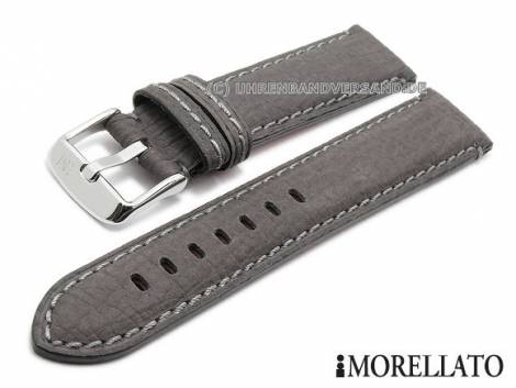 Watch strap -Signac- 22mm grey leather elephant grain stitched by MORELLATO (width of buckle 20 mm) - Bild vergr��ern 