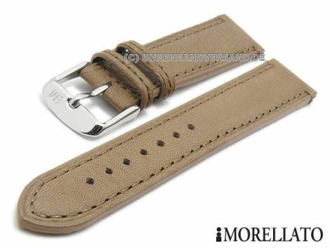 Watch strap -Lautrec- 20mm sand brown leather matt stitched by MORELLATO (width of buckle 18 mm) - Bild vergr��ern 