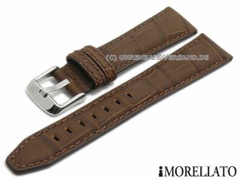 Watch strap -Soccer- 20mm dark brown leather alligator grain stitched by MORELLATO (width of buckle 16 mm) - Bild vergr��ern 