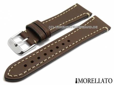 Watch strap -Raffaello- 20mm dark brown leather smooth light stitching by MORELLATO (width of buckle 16 mm) - Bild vergr��ern 