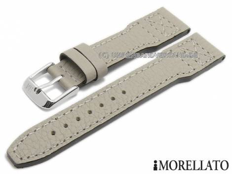 Watch strap -Yoga- 20mm light grey leather aviator look stitched by MORELLATO (width of buckle 16 mm) - Bild vergr��ern 