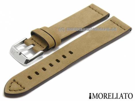 Watch strap -Bramante- 24mm beige leather smooth brown stitching by MORELLATO (width of buckle 20 mm) - Bild vergrern 