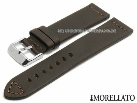 Watch strap -Bramante- 22mm dark brown leather smooth brown stitching by MORELLATO (width of buckle 20 mm) - Bild vergrern 