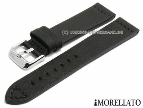 Watch strap -Bramante- 20mm black leather smooth stitched by MORELLATO (width of buckle 18 mm) - Bild vergr��ern 