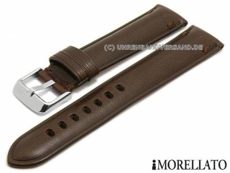 Watch strap -Mantegna- 20mm dark brown leather matt stitched by MORELLATO (width of buckle 18 mm) - Bild vergr��ern 