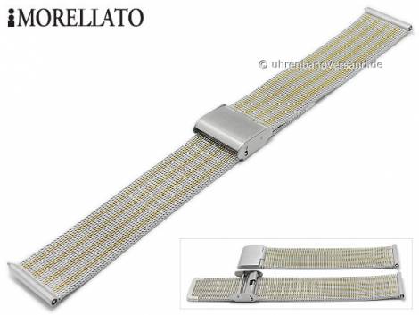 Watch strap -Estia- 16mm silver/golden mesh fine structure with easy change spring bars by MORELLATO - Bild vergrern 