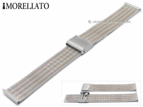 Watch strap -Estia- 18mm silver/ros golden mesh fine structure with easy change spring bars by MORELLATO - Bild vergrern 