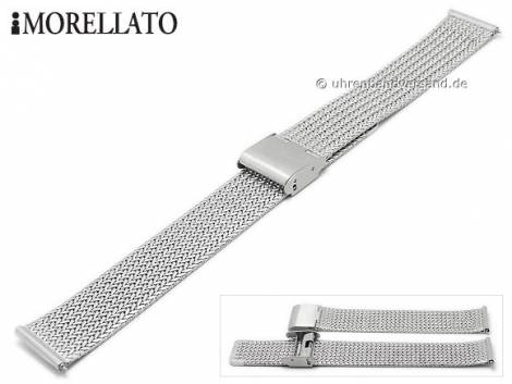 Watch strap -Shiva- 18mm silver stainless steel mesh fine structure with easy change spring bars by MORELLATO - Bild vergr��ern 