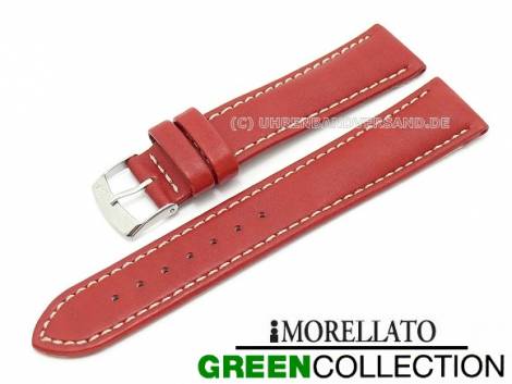 Watch strap 18mm red -Castagno- ivory stitching by MORELLATO (width of buckle 16 mm) - Bild vergr��ern 
