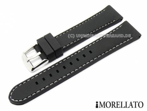 Watch strap -Carezza- 22mm black silicone light stitching by MORELLATO (width of buckle 20 mm) - Bild vergr��ern 