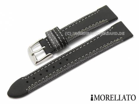 Watch strap 18mm -Carving- black/grey white sides by MORELLATO (width of buckle 16 mm) - Bild vergr��ern 