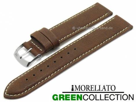 Watch strap -Alloro- 20mm dark brown synthetic light stitching GREEN COLLECTION by MORELLATO (width of buckle 20 mm) - Bild vergr��ern 