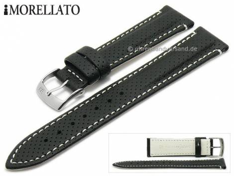 Watch strap -Race- 20mm black Lorica perforated light stitching by MORELLATO (width of buckle 18 mm) - Bild vergr��ern 