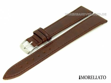 Watch strap 20mm dark brown -Mexico XL- smooth thin stitched by MORELLATO (width of buckle 16 mm) - Bild vergr��ern 